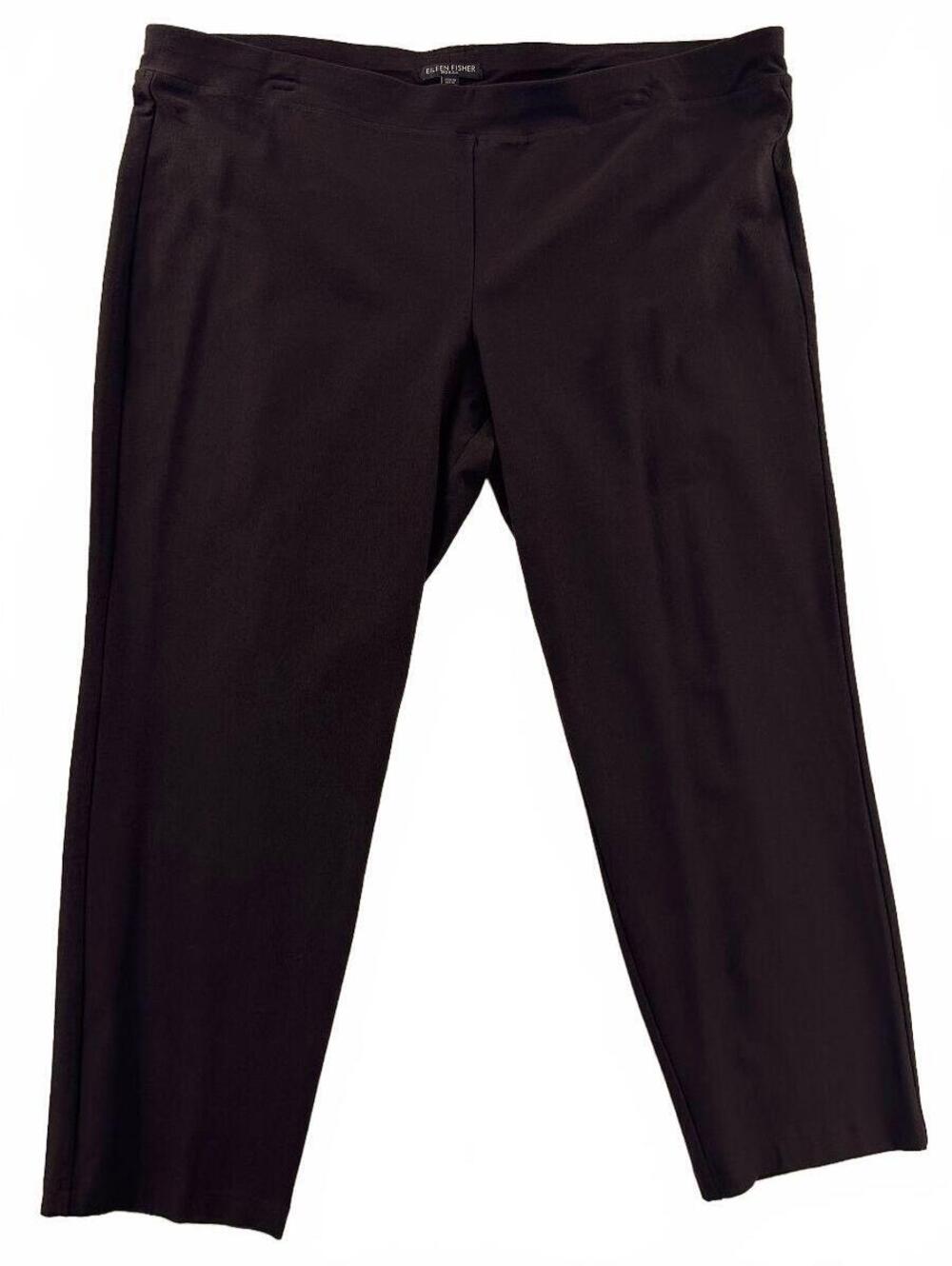 Eileen Fisher Brown Ponte Knit Elastic Waist Pants 1X
